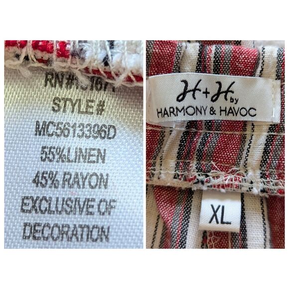 NWT   H+H by Harmony & Havoc Striped Linen/Rayon Blend Pants  Sz XL - Picture 2 of 8